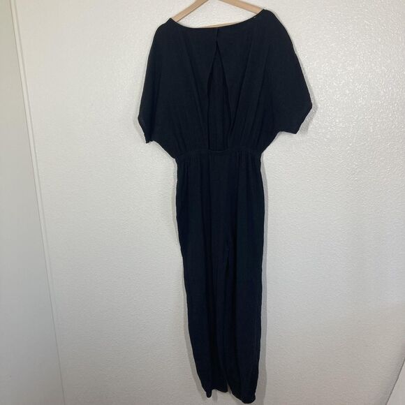 Z SUPPLY Jumpsuit Womens Medium Black Crinkle Gauze Elastic Waist ZP222233S - Picture 5 of 16